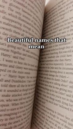 an open book with the words beautiful names that mean