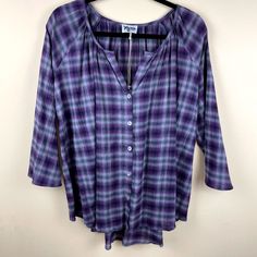 New With Tags Show Me Your Mumu Boho Purple Plaid Tunic Blouse S Oversized Fit Button-Down Shirt Semi-Bell Sleeves Pit-To-Pit: 23" Sleeves (Neckline To Hem): 22" Length (Back Center): 27" Offers Are Highly Encouraged! Please Refer To All Pictures And Approximate Measurements (On A Hanger) To Ensure Proper Fit. Measurements May Vary Based On Size, Fabric, Wash + Wear. Plaid Tops With Button Closure For Daywear, Purple Button-up Blouse For Daywear, Long Sleeve Purple Blouse For Daywear, Purple Long Sleeve Blouse For Daywear, Daywear Purple Top With Button Closure, Purple Button Closure Top For Daywear, Purple Long Sleeve Top For Daywear, Purple Tops With Button Closure For Daywear, Purple Top With Button Closure For Daywear