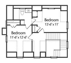 the second floor plan for a two bedroom house