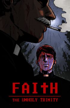 a poster for the movie faith, which features two men with blood on their faces