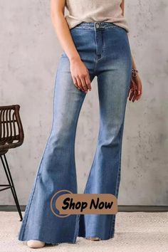 Women's High Waist Slim Fit Flare Leg Pants, Retro Solid Flared Jeans, Stretch Denim Pants Non-stretch Cotton Flare Jeans, Non-stretch Flare Cotton Jeans, Casual High-waist Non-stretch Flare Jeans, Cotton Flare Non-stretch Jeans, Trendy Flare Denim Pants, Trendy Light Wash Flare Bottoms, Casual Red Wide Leg Jeans, Red Denim Flare Jeans For Spring, Trendy Light Wash Stretch Pants