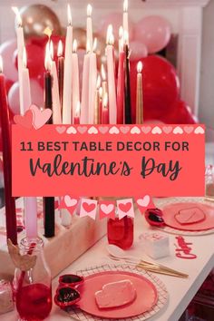 valentine's day table decor with candles and plates