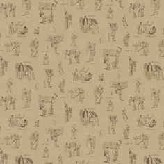 an old fashioned wallpaper with people on it