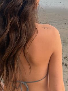 #agape #love #tattooinspiration Delicate Tattoo Inspiration, Love And Other Words Tattoo, Tattoo Inspo Female, Back Tattoo Women Stars, Tattoo Placement For Names, Dainty Greek Tattoos, Tattoo Behind Shoulder, Golden Flower Tattoo, Agape Love Tattoo