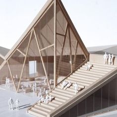 an artist's rendering of a building with stairs leading up to the top floor