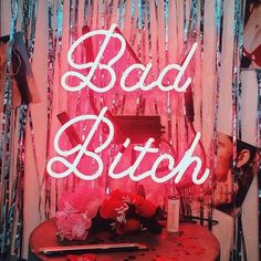 Bad Bitch Neon Art Sign - @bingabangnyc x Me and You. Foto Muro Collage, Neon Quotes, Red Neon, Bedroom Wall Collage, Neon Wallpaper, Picture Collage Wall, Pastel Pink Aesthetic, Photo Wall Collage