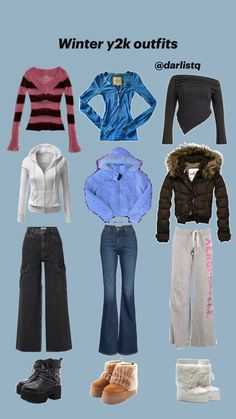 Winter y2k outfits 2000s Fashion Outfits Casual, 2000s Winter Fashion, 2000s Winter Outfits, Canada Vision Board, Packing Must Haves, Winter Swag Outfits, 2000 Fashion Outfits, Outfit 2000s Style, Cute 2000s Outfits