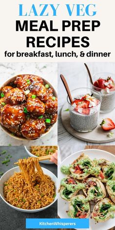 the cover of lazy veg meal prep recipes for breakfast, lunch, and dinner