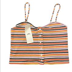 Nwt Urban Outfitters Striped Multicolor Crop Top Tank Size S Original Tags Affordable Striped Tops From Urban Outfitters, Top Tank, Striped Crop Top, Urban Outfitters Tops, Cropped Tank Top, Urban Outfitters, Crop Top, Womens Tops, Crop Tops