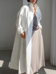 Urban White Lapel Long Shirt Dress - rrdeye Cozy Dress, Boho Style Dresses, Urban Looks, Urban Dresses, Long Shirt Dress, White Shirt Dress, Kids Sweater, Cozy Fashion, Long Shirt