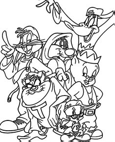 an image of cartoon characters in black and white