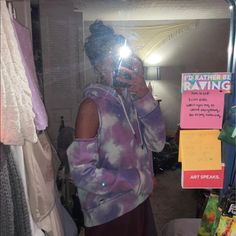 Nwot Super Cute Splotchy Tie Dye Hoodie. Has Shoulder Cut Outs And Thumb Holes. Super Cute And Has Never Been Worn Trendy Purple Hooded Sweatshirt, Trendy Hooded Purple Sweatshirt, Trendy Purple Long Sleeve Hoodie, Trendy Purple Spring Sweatshirt, Trendy Purple Fall Sweatshirt, Purple Hoodie Top For Spring, Purple Hoodie Sweatshirt For Spring, Purple Spring Hoodie Top, Trendy Purple Hoodie For Fall