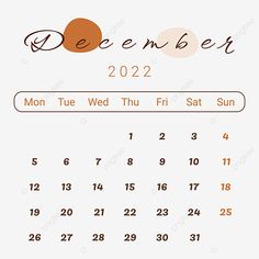 a calendar for december with the date on it