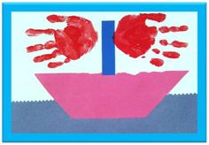 an image of handprints in the shape of a boat with two hands on it