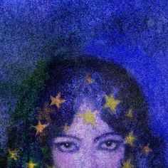 a painting of a woman with stars on her head