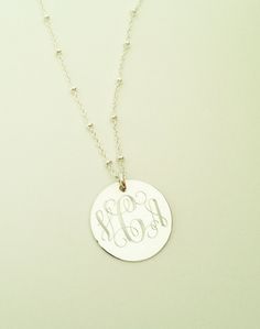 Monogrammed Necklace in Sterling Silver with by netexchange, $34.00 Silver Initial Necklace For Mom, Silver Initial Necklace Gift For Mom, Elegant Silver Initial Necklace For Personalized Gift, Minimalist Silver Initial Necklace As Gift For Mom, Silver Minimalist Initial Necklace For Mom, Classic Sterling Silver Initial Necklace For Personalized Gift, Minimalist Sterling Silver Initial Necklace As Gift For Mom, Mother's Day Sterling Silver Initial Necklace With Round Pendant, Initials Sterling Silver Necklace Gift For Mom