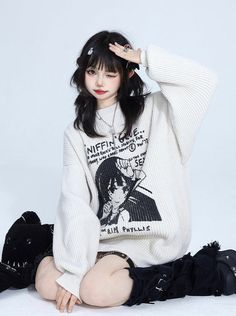 ❤︎girl print loose pullover knit sweater❤︎

⚠Please allow 2-3 weeks for️goods to be shipped

Model height 163cm weight 42kg wearing size L Pose Mannequin, Harajuku Grunge, Sweater Streetwear, Vintage Preppy, Jacquard Sweater, Loose Pullover, Grey Knit Sweater, Women Sleeve, Girls Prints