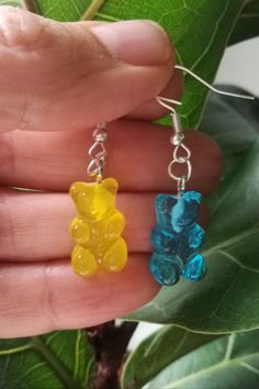 Cute and sweet gummy bear earrings. Not only for Haribo bears lovers. Full of colors. Very lightweight and perfect for both adults and kids #gummybearearrings #haribojewellery #gummybear #bearearrings #sweetearrings #teddybear #dropbearearrings #cutebear #plasticbear Drop Bear, Crazy Earrings, Korean Kawaii, Gummy Bear Earrings, Funny Jewelry, Edgy Earrings, Bear Earrings, Sweet Earrings, Quirky Earrings