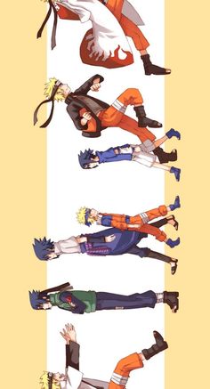 an image of some anime characters in different poses