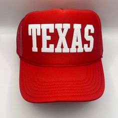 Show off your Texas Ranger pride with this stylish fan trucker hat! It's the perfect way to support the Texas Rangers while cheering them on from the stands or the comfort of your couch! Congratulations to the Texas Rangers World Series Champions!! Red Sports Team Baseball Cap, Red Sports Fan Hat For Baseball Season, Red Snapback Hat For Baseball Season Game Day, Red Sports Fan Baseball Cap, Red Snapback Hat For Baseball Game Day, Red Sports Fan Snapback Hat For Sports Events, Red Snapback Hat For Sports Fans, Red Snapback Hat For Sports Events, Red Trucker Hat With Letter Print