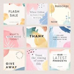 six cards with different sayings on them