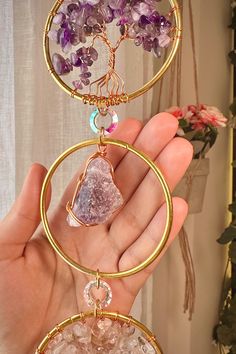 Wall decor, crystal home decor Crystal Wall Hanging, Car Suncatcher, Colorful Wall Hanging, Magical Items, Quartz Gemstones, Crystal Wall, Chain Ring, Wall Colors, Clear Quartz