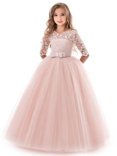 Kids Formal Dresses, Pink Dresses For Kids, Flower Party Dress, Kids Pageant Dresses, Cheap Flower Girl Dresses, Girls Dresses Online, Girls Pageant Dresses, Lace Formal Dress