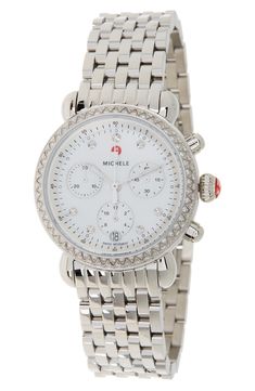 - Style #: MWW03C000513 . Gender: Women's. Dial Color: Mother of Pearl. Case Material: Stainless Steel. Strap Material: Stainless Steel. Closure: Clasp. Movement: Chronograph. Crystal: Mineral. Case Diameter: 36 MM. Case Thickness: 10 MM. Complications: 106 diamonds - 0.62ctw. Battery. Water Resistance: 5ATM. Made in Switzerland  Please note: Diamond weight may not be exact. Women Diamond, Digital Watch, Chronograph Watch, Chronograph, Mother Of Pearl, Nordstrom Rack, Switzerland, Womens Watches, Bracelet Watch