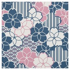 Japanse Sakura flowers geometric pattern Fabric Color: blue. Gender: unisex. Age Group: adult. Japanese Patterns Fabric, Japanese Patterns Traditional Sakura, Kimono Flower Pattern, Kimono Pattern Design Japanese Prints, Kimono Print Pattern, Sakura Pattern Design, Japanese Fabric Patterns, Japanese Textiles Patterns, Japanese Prints Pattern