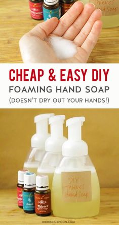 Want to wash your hands more often without your skin drying out? Learn how to make an easy homemade foaming hand soap that does an excellent job of cleansing  moisturizing. This DIY version costs pennies to make a single batch, leaves your hand smelling lovely (like essential oils), and you'll have plenty left over for refills. Grab the simple non-toxic ingredients (like liquid castile soap) and make it today! Diy Foaming Hand Soap, Diy Hand Soap, Liquid Castile Soap, Yl Essential Oils, Castile Soap, Young Living Oils, Foaming Hand Soap, Diy Essential Oils, Oil Uses