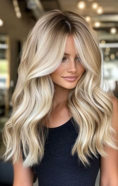 Cool Blonde Long Bob, Full Blonde Color, Bright Blonde Root Tap, What Color Blonde Is Right For Me, Buttery Blonde With Lowlights, Blonde Loose Waves, Long Fall Blonde Hair, Low Maintenance Long Blonde Hair, White Blonde With Dimension