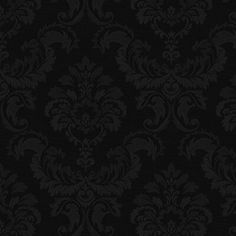 black and white wallpaper with an ornate design on it's side, in the dark