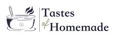 the logo for taste's of homemade, with a cup and spoon in it