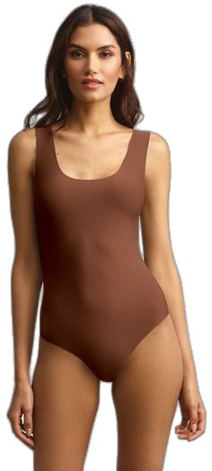 Seamless Solid Color One-piece Bodysuit, Second-skin Seamless One-piece Bodysuit, Solid Compressive One-piece Bodysuit, Solid Scoop Neck Bodysuit With Moderate Back Coverage, Smoothing Second-skin Bodysuit For Beachwear, Second-skin Smoothing Bodysuit For Beachwear, Fitted Elastane Swimwear With Soft Touch, Compressive Solid Color Leotard For Summer, Compressive Summer Leotard