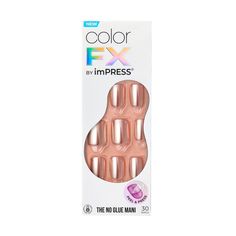 The No Glue Mani is being taken to the next level! Create a MAJOR moment in minutes with colorFX by imPRESS. This is color reimagined, with chrome-like effects that cannot be achieved from any ordinary nail polish. Discover must-have colors & finishes, including on-trend metallic & pearlescent nails with a high gloss finish. Our exclusive press-on color technology, with New & Improved Adhesive, lasts up to 7 days of flawless wear. Just peel, press & go! Short Squoval, Kiss Products, Easy Manicure, Dry Nails Quick, Sally Hansen Miracle Gel, Olive And June, Dry Nail Polish, Nail Shop, Nail Kit