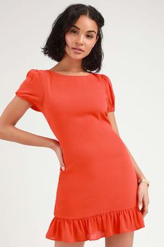 Hot Red Party Dresses for Women | Look Fiery and Fab in a Little Red Dress | Sizzling Styles at Great Prices Red Cocktail Dresses, Crimson Dress, Cute Red Dresses, Tropical Print Maxi Dress, Orange Midi Dress, Little Red Dress, Lulus Dresses, Red Dress Women, Lace Cutout