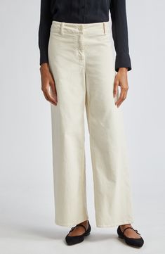 Fall for the silhouette of these high-waist pants crafted from stretch twill with wide legs. 29" inseam; 24" leg opening; 12" front rise; 15" back rise (size 8) Zip fly with button closure Back patch pockets 98% cotton, 2% elastane Dry clean or machine wash, tumble dry Made in the USA of imported fabric Nili Lotan, Back Patch, Wide Legs, Nordstrom Store, Fabric Gifts, Free Fabric, Waist Pants, High Waisted Pants, Leg Pants