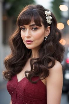 27  Updo Hairstyles With Bangs 18 Wedding Hairstyles Long Hair Bangs, Wedding Bangs Hair, Formal Bangs Hairstyle, Old Hollywood Hair With Bangs, Short Hair Updo With Bangs, Half Up Half Down Wedding Hair With Bangs, Formal Updo With Bangs, Bridal Hairstyles With Bangs