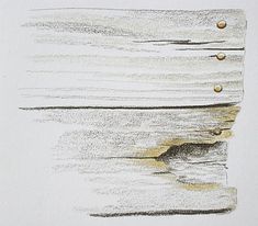 a pencil drawing of some wood planks with gold dots on it's edges