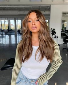 Beverly Hills Brunette Hair, Nutty Brown Hair, Light Brown Hair Transformation, California Brunette Hair Light, Honey Blonde Hair With Brown Caramel Summer Carmel Highlights, Hair On Olive Skin Tone, Light Brown Hair Inspo Color, Hair Color Fall 2023, Pink Undertone Skin Hair Color