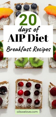 the words 20 days of appetit breakfast recipes on top of toasted bread