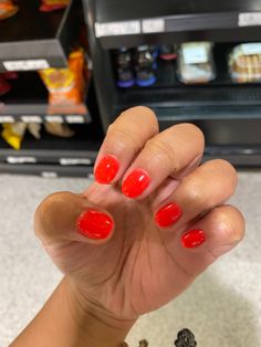 Bright Fall Nail Colors, Bright Red Summer Nails, Summer Red Nails, Gel Manicure Colors, Bright Red Nails, Gelish Nails, Simple Gel Nails, Gold Book