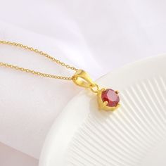 Lab-Created Red Zircon Gemstone 7mm Pendant 16" Chain 18k Gold Plated 925 Silver Necklace It is believed that wearing a Red Zircon helps the individual in releasing stress and gaining a state of mental peace. #eBay #eBayStore #eBaySeller #MothersDay #Anniversary #ValentinesDay #Engagement #Graduation #Wedding #Christening #Birthday #Christmas #ConfirmationCommunion #Red #LabCreated #Pendant #Necklace #Round #SterlingSilver#SeagullIN Red Tarnish Resistant Necklace For Gift, Red Round Pendant Birthstone Necklace For Formal Occasions, Red Tarnish Resistant Necklace As Gift, Formal Red Birthstone Necklace With Round Pendant, Red Round Necklace For Her, Red Clavicle Chain Jewelry With Round Pendant, Red Round Pendant Birthstone Necklace In Fine Jewelry Style, Red Clavicle Chain With Round Pendant, Formal Red Round Pendant Birthstone Necklace