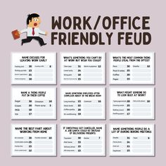 the work / office friendly fud game is shown with instructions for how to use it