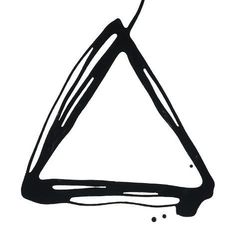 a black and white drawing of a triangle with drops of water coming out of it