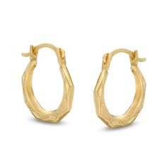 These child's textured geometric hoop earrings are fashioned in 10K gold and secure with latch backs. Health Challenges, Geometric Hoop Earrings, Baby Earrings, Piercings Unique, Gold Price, Online Earrings, Kids Jewelry, Earring Backs, School Activities