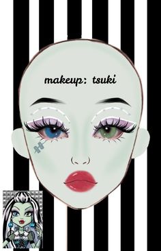 Frankie Stein Eye Makeup, Frankie Stein Makeup Inspiration, Make Up Looks Crazy, Monster High Frankie Makeup, Frankie Makeup Monster High, Frankie Monster High Makeup, Frankie Stein Makeup, Monster High Makeup, Cartoon Makeup