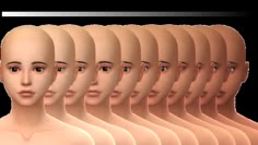 a group of mannequins with different facial types and haircuts on them