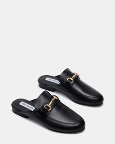 Black Loafers Women's, How To Style Loafers, Loafer Slides, Buckle Loafers, Gucci Loafers, Steve Madden Store, Black Leather Loafers, Shoe Inspo, Black Loafers