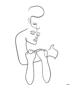 a line drawing of a man with his hand on his chest